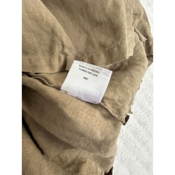 Eileen Fisher Womens Irish Linen Button-Up Shirt Tan Large Long Sleeve Relaxed - Picture 4 of 9